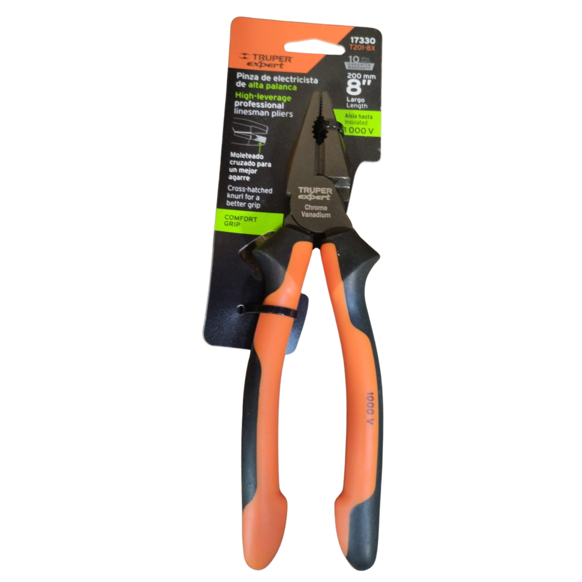 PINZA PARA ELECTRICISTA 8" ALTA PALANCA COMFORT GRIP EXPERT truper